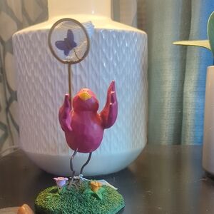 Russ Pink Bird Figurine Base with 'Tweet Along with Me' Marking
